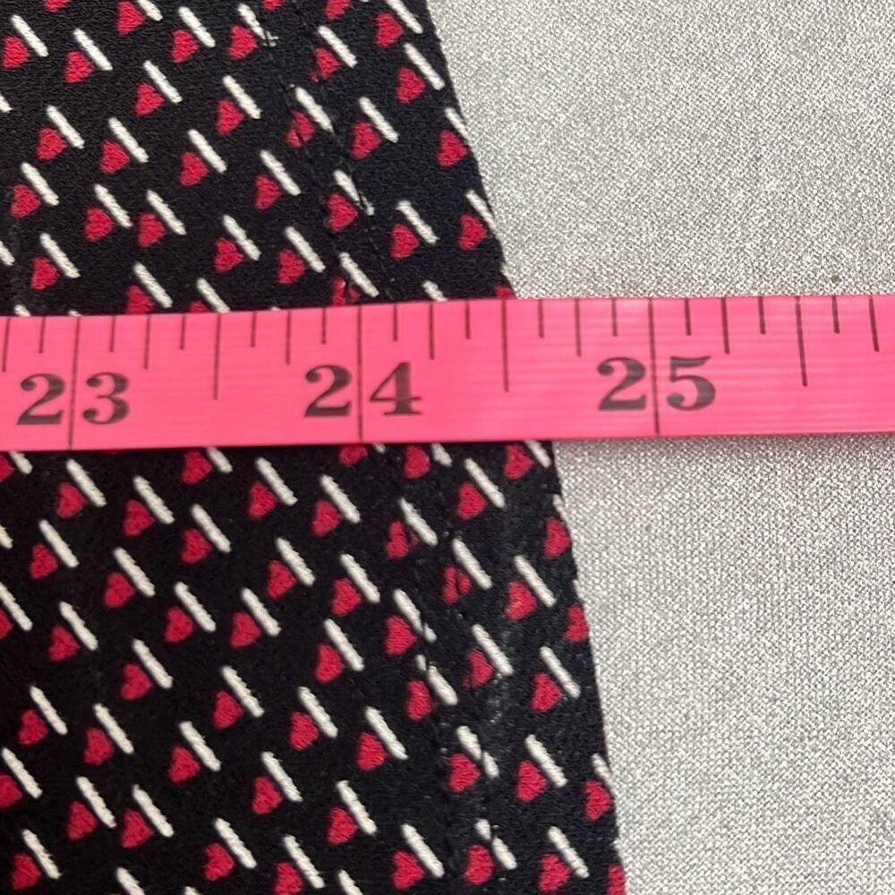 Adrianna Papell Heart Print Black Red Smocked Shoulder Blouse Medium Long Sleeve - Picture 9 of 9